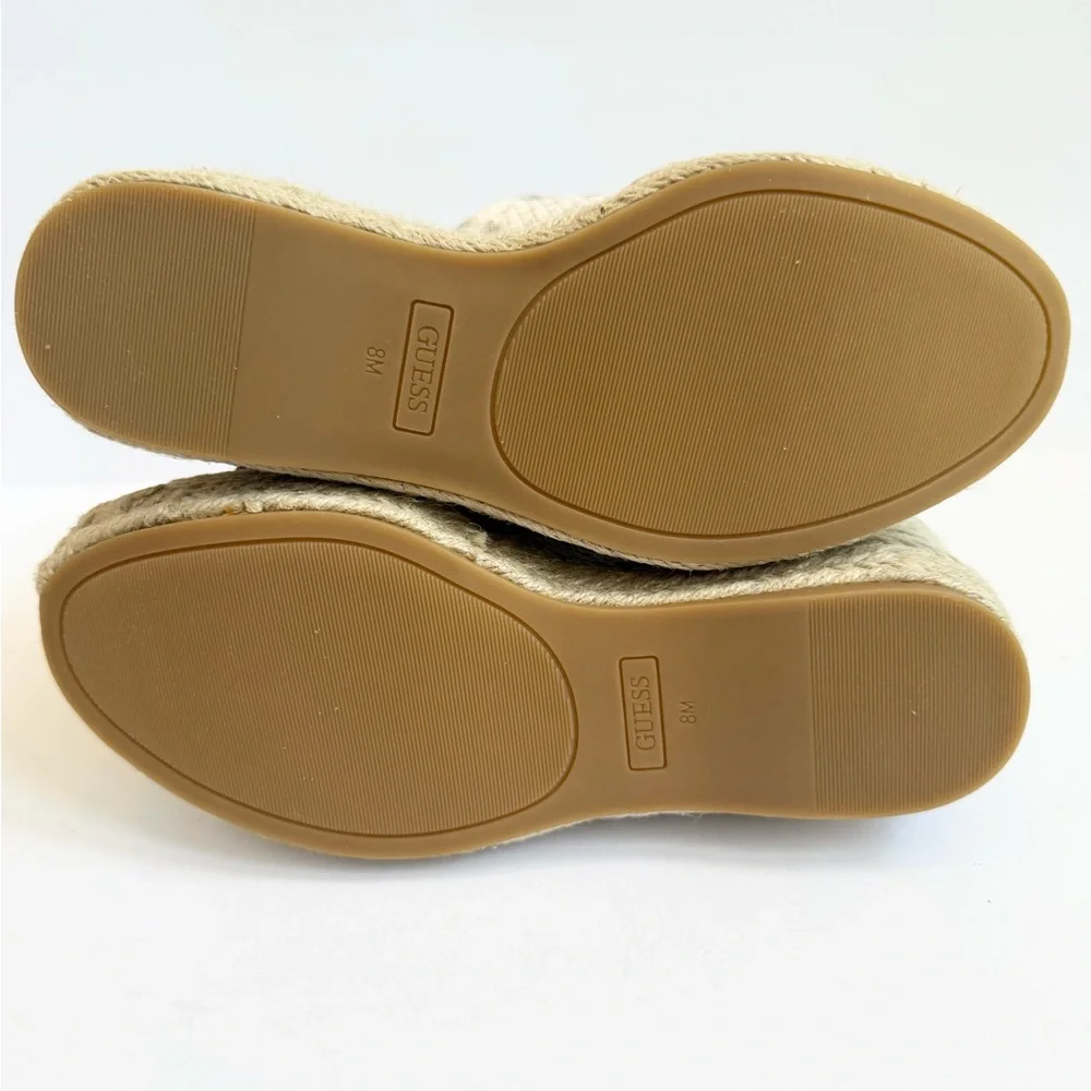 Guess Women's Evba Jute Wrapped Slip on Wedge Espadrilles - Snake‎ Size 8M NIB